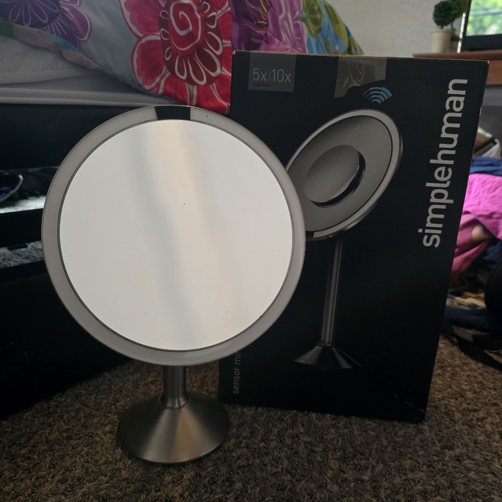Simplehuman 8 Inch Sensor Activated Lightened Mirror W/5x Magnifaction